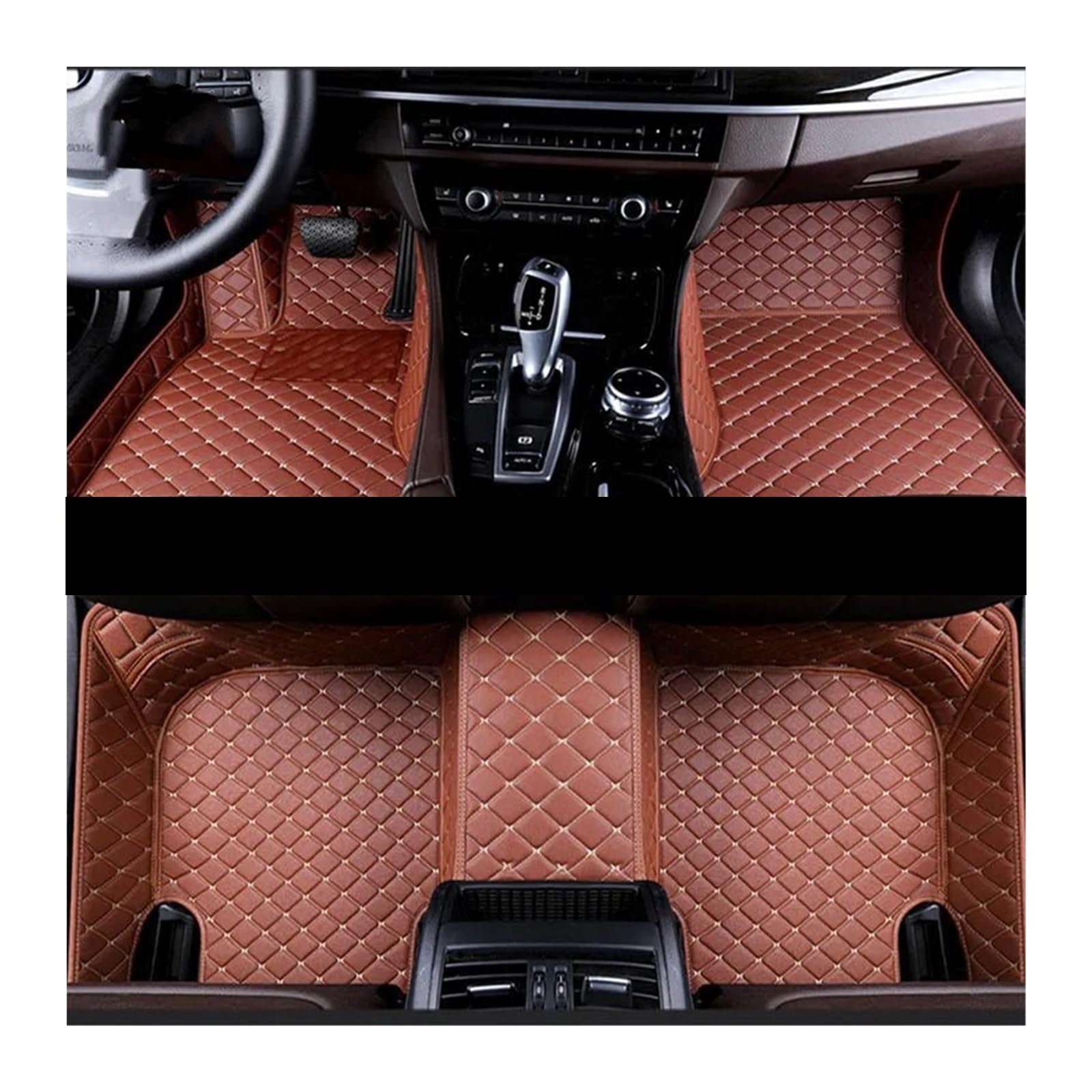 Gummimatten Auto Custom Car Fußmatten Fit Für BMW 5er E39 E60 520-550 1994-2010 Auto Teppiche Fuß Coche Zubehör Autofußmatten-Set(Brown,2003-2010 E60) von EGUIAS