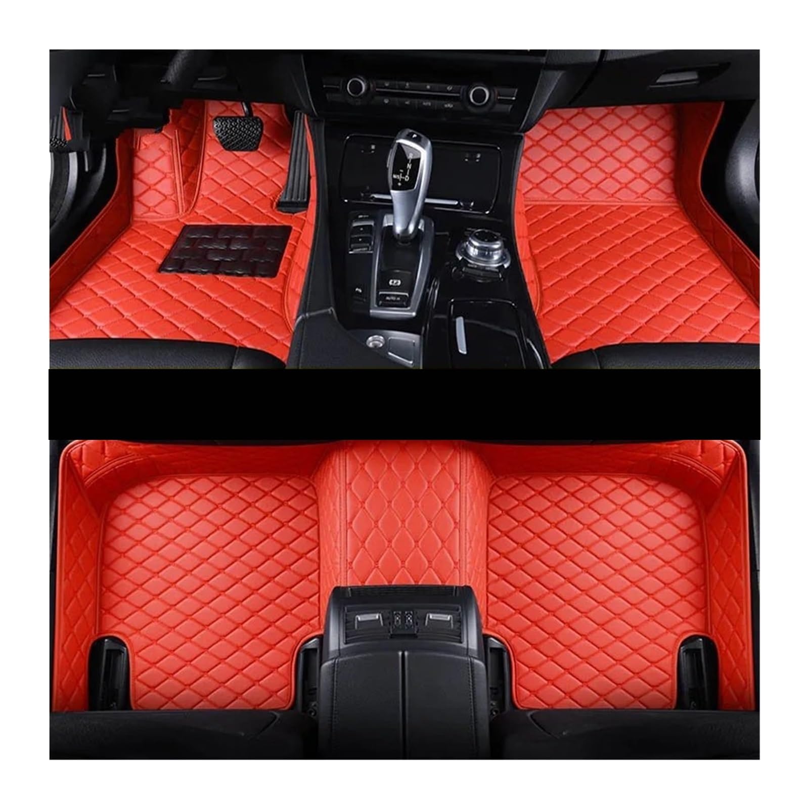 Gummimatten Auto Custom Car Fußmatten Fit Für BMW 5er E39 E60 520-550 1994-2010 Auto Teppiche Fuß Coche Zubehör Autofußmatten-Set(Red,2003-2010 E60) von EGUIAS