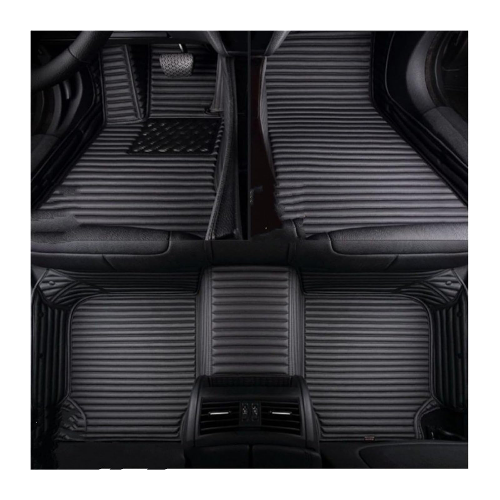 Gummimatten Auto Gestreifte Leder-Fußmatten für Autos, passend für BMW 3er E36 1990–2000, Auto-Innenausstattung Autofußmatten-Set(Balck 5 Seats) von EGUIAS