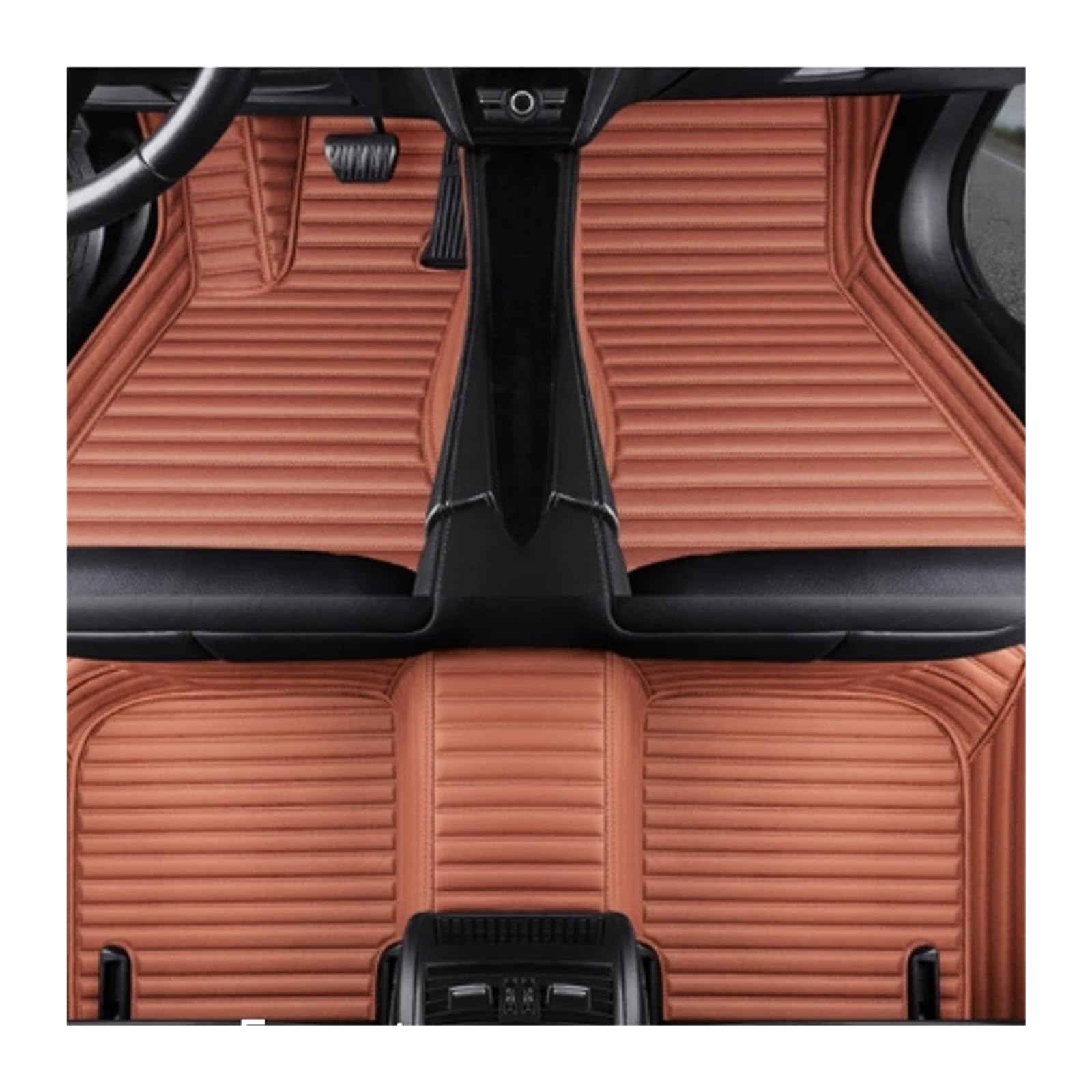 Gummimatten Auto Gestreifte Leder-Fußmatten für Autos, passend für BMW 3er E36 1990–2000, Auto-Innenausstattung Autofußmatten-Set(Brown 5 Seats) von EGUIAS