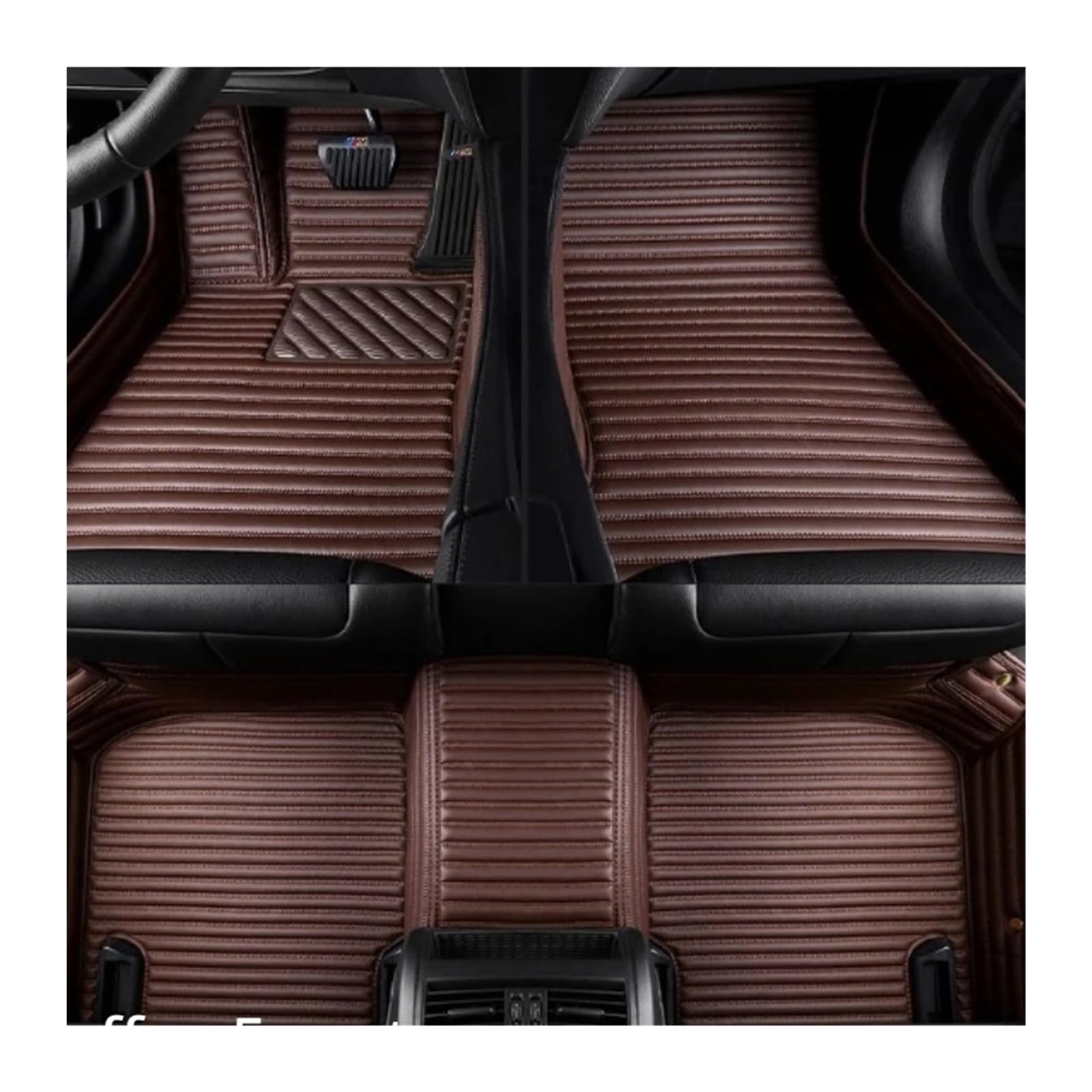 Gummimatten Auto Gestreifte Leder-Fußmatten für Autos, passend für BMW 3er E36 1990–2000, Auto-Innenausstattung Autofußmatten-Set(Coffee 5 Seats) von EGUIAS