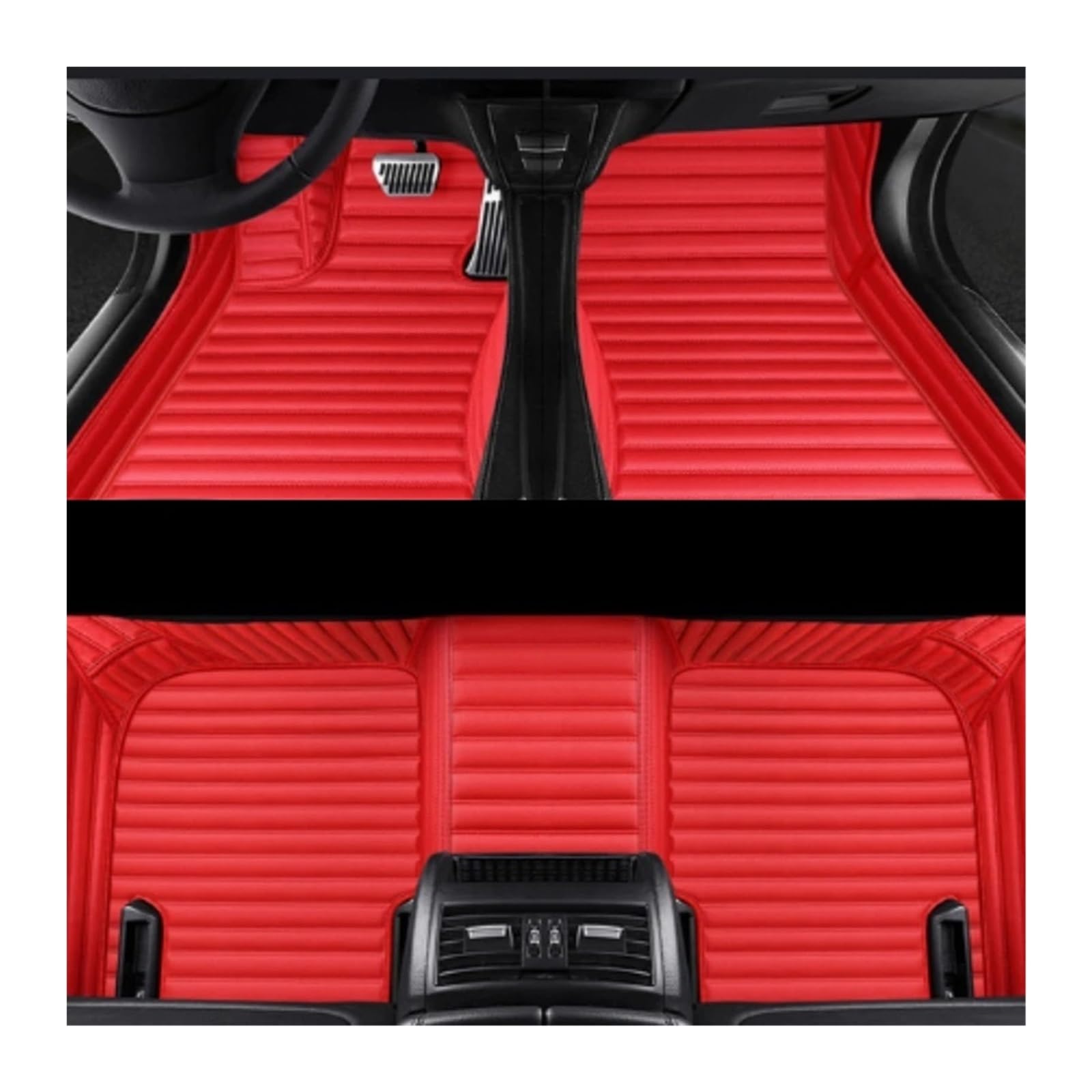 Gummimatten Auto Gestreifte Leder-Fußmatten für Autos, passend für BMW 3er E36 1990–2000, Auto-Innenausstattung Autofußmatten-Set(Red 5 Seats) von EGUIAS