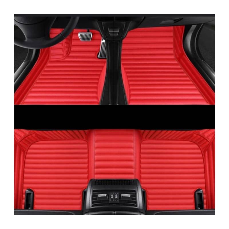 Gummimatten Auto Gestreifte Leder-Fußmatten für Autos, passend für BMW 3er E36 1990–2000, Auto-Innenausstattung Autofußmatten-Set(Red 5 Seats) von EGUIAS