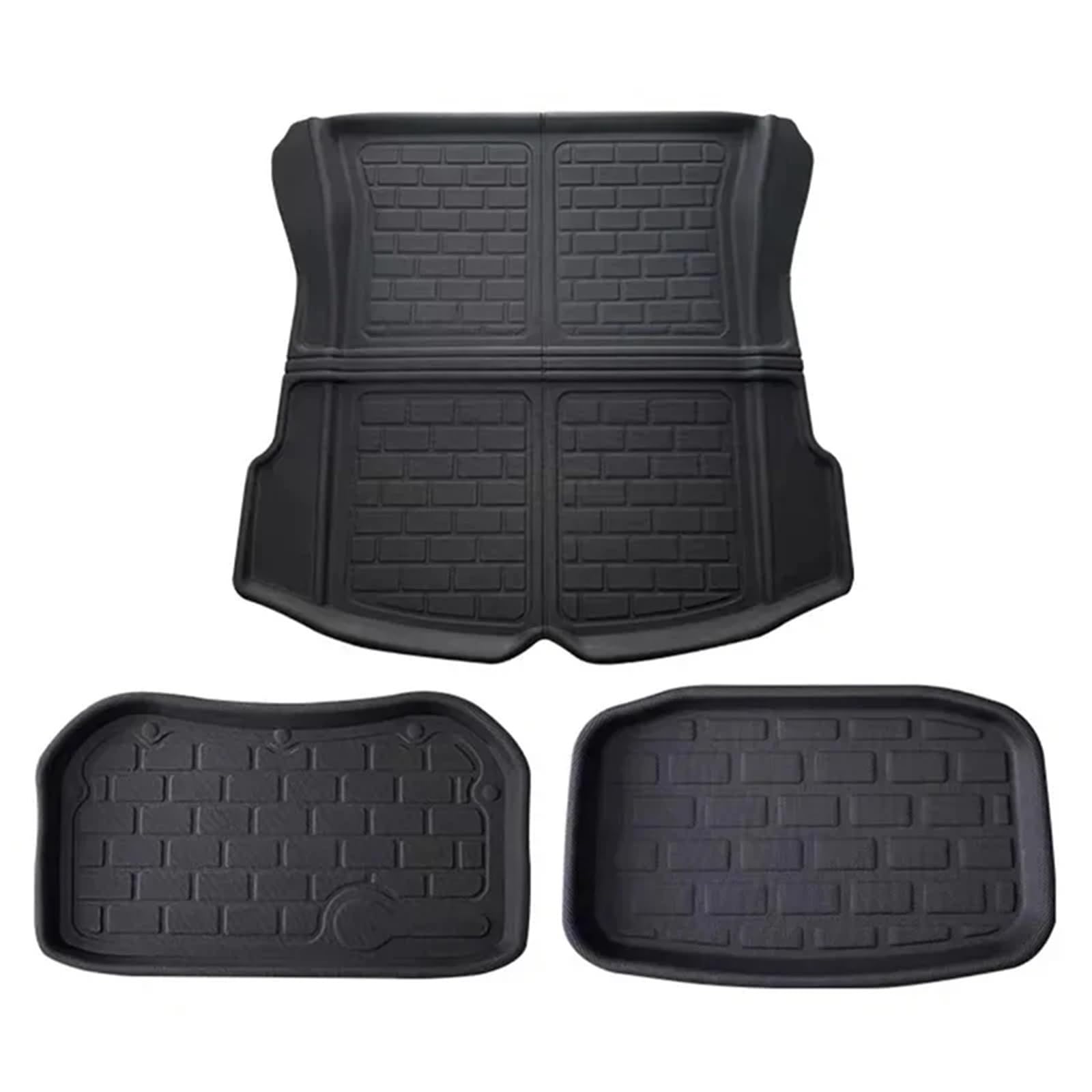Gummimatten Auto Passend für Tesla Model Y Auto Fußmatte Linkes Hinterrad Gemusterte Fußpolster Bodenmatte XPE Universalfahrzeug Autofußmatten-Set(3 Trunk mat Three-Piece Set) von EGUIAS