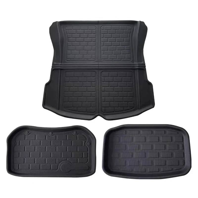 Gummimatten Auto Passend für Tesla Model Y Auto Fußmatte Linkes Hinterrad Gemusterte Fußpolster Bodenmatte XPE Universalfahrzeug Autofußmatten-Set(3 Trunk mat Three-Piece Set) von EGUIAS