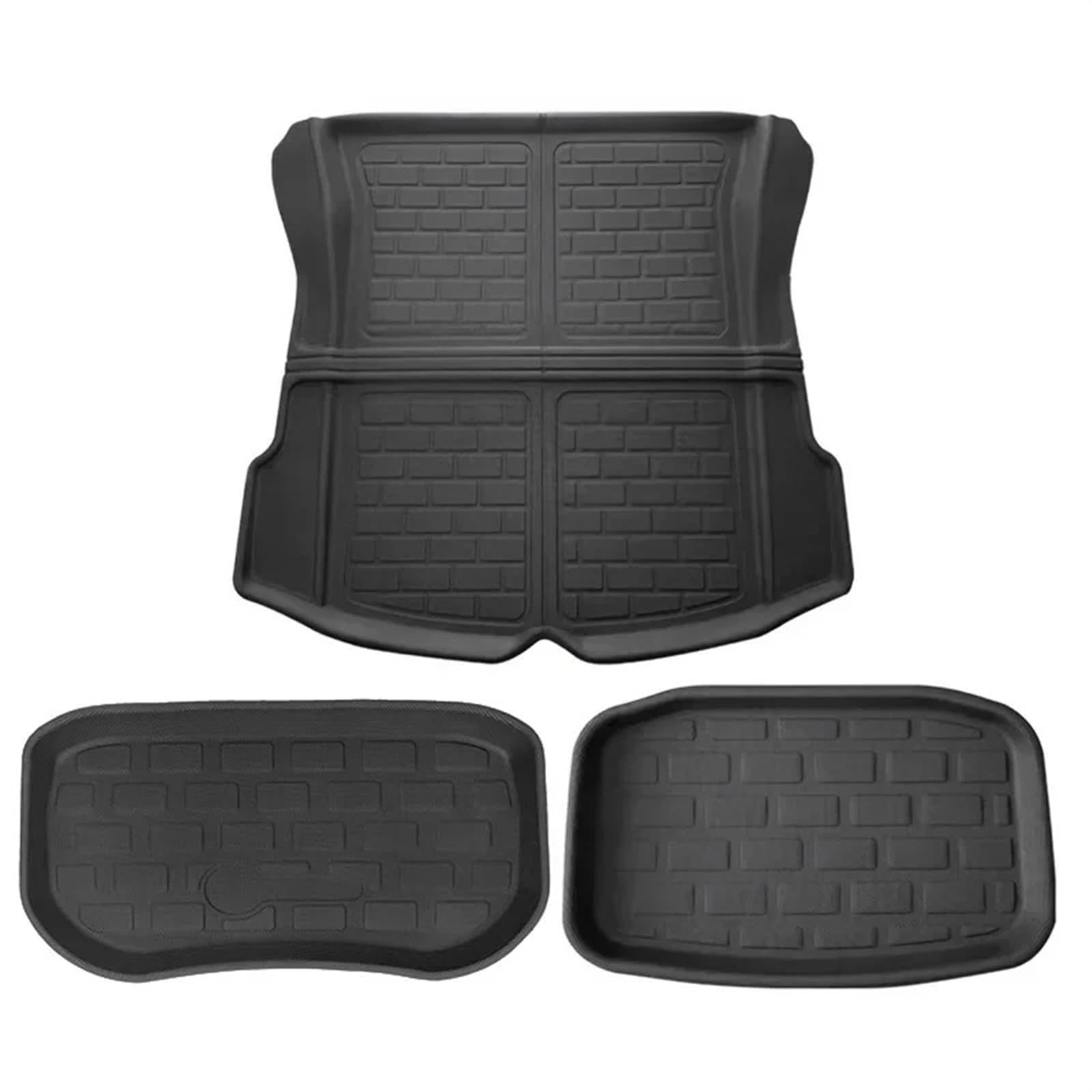 Gummimatten Auto Passend für Tesla Model Y Auto Fußmatte Linkes Hinterrad Gemusterte Fußpolster Bodenmatte XPE Universalfahrzeug Autofußmatten-Set(3 Trunk mat Three-Piece set1) von EGUIAS