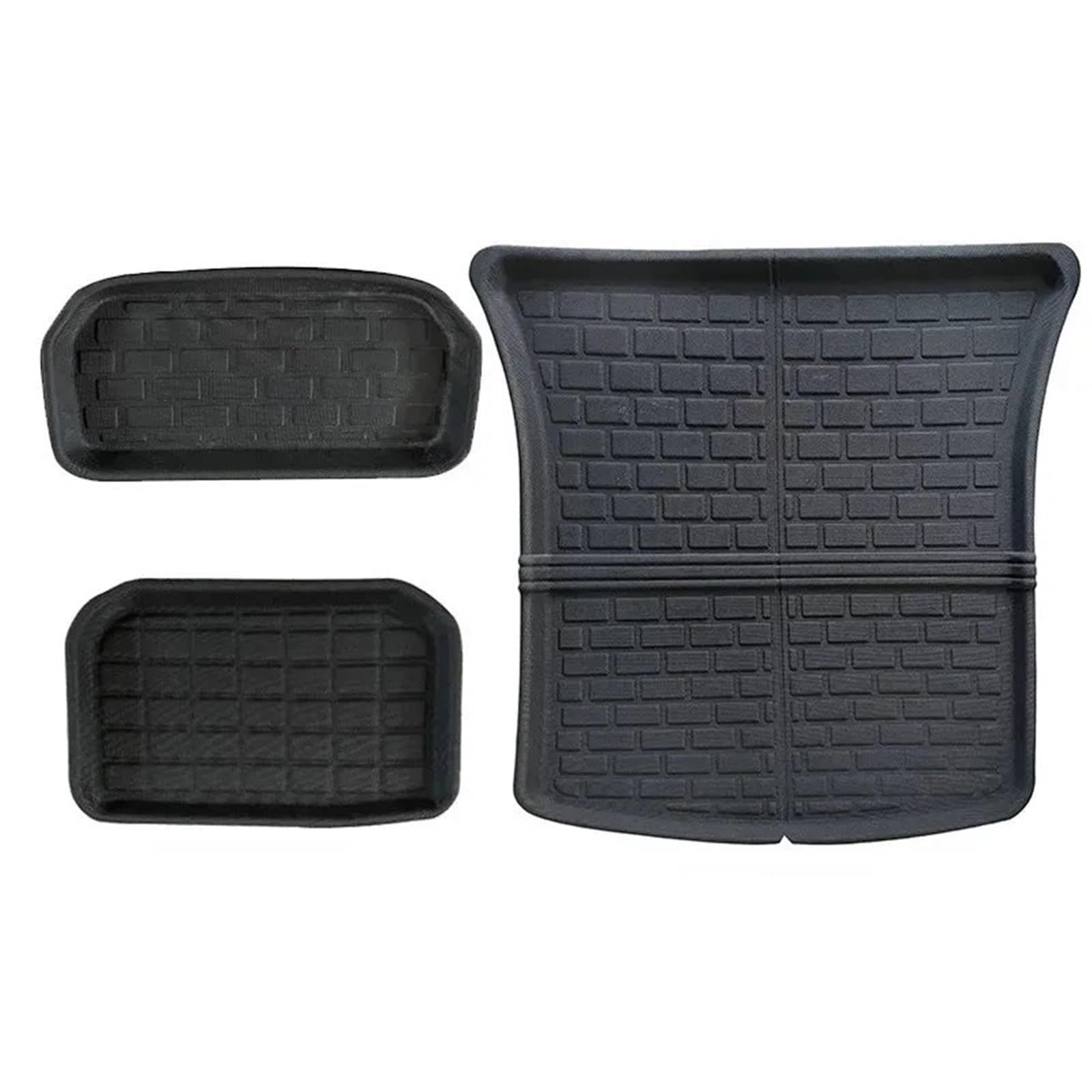 Gummimatten Auto Passend für Tesla Model Y Auto Fußmatte Linkes Hinterrad Gemusterte Fußpolster Bodenmatte XPE Universalfahrzeug Autofußmatten-Set(Y Trunk mat Three-Piece Set) von EGUIAS