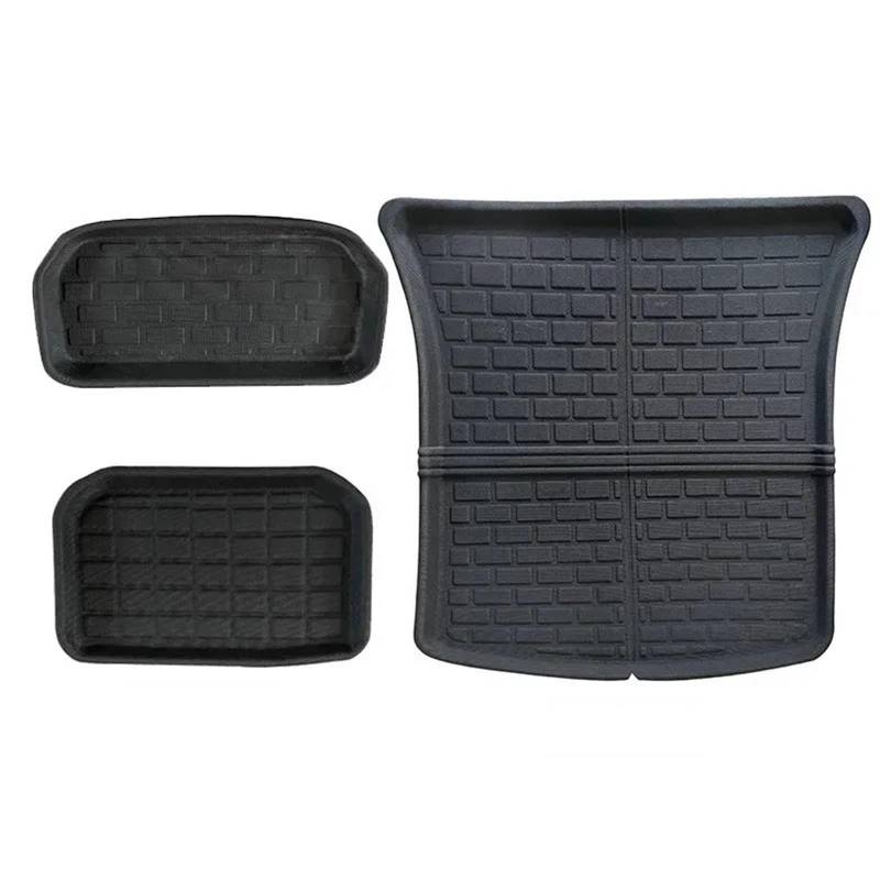 Gummimatten Auto Passend für Tesla Model Y Auto Fußmatte Linkes Hinterrad Gemusterte Fußpolster Bodenmatte XPE Universalfahrzeug Autofußmatten-Set(Y Trunk mat Three-Piece Set) von EGUIAS