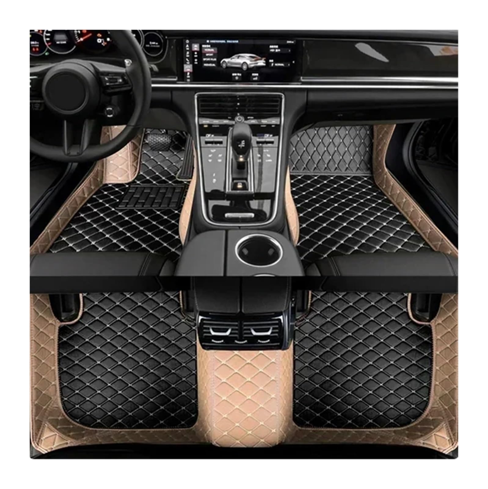 Gummimatten Auto Spleißen Farbe Auto Boden Matte Für Renault Koleos Duster Fluence Kadjar 2008-2022 Innen Auto Zubehör Autofußmatten-Set(Black Beig 5,Duster 2011-2022) von EGUIAS