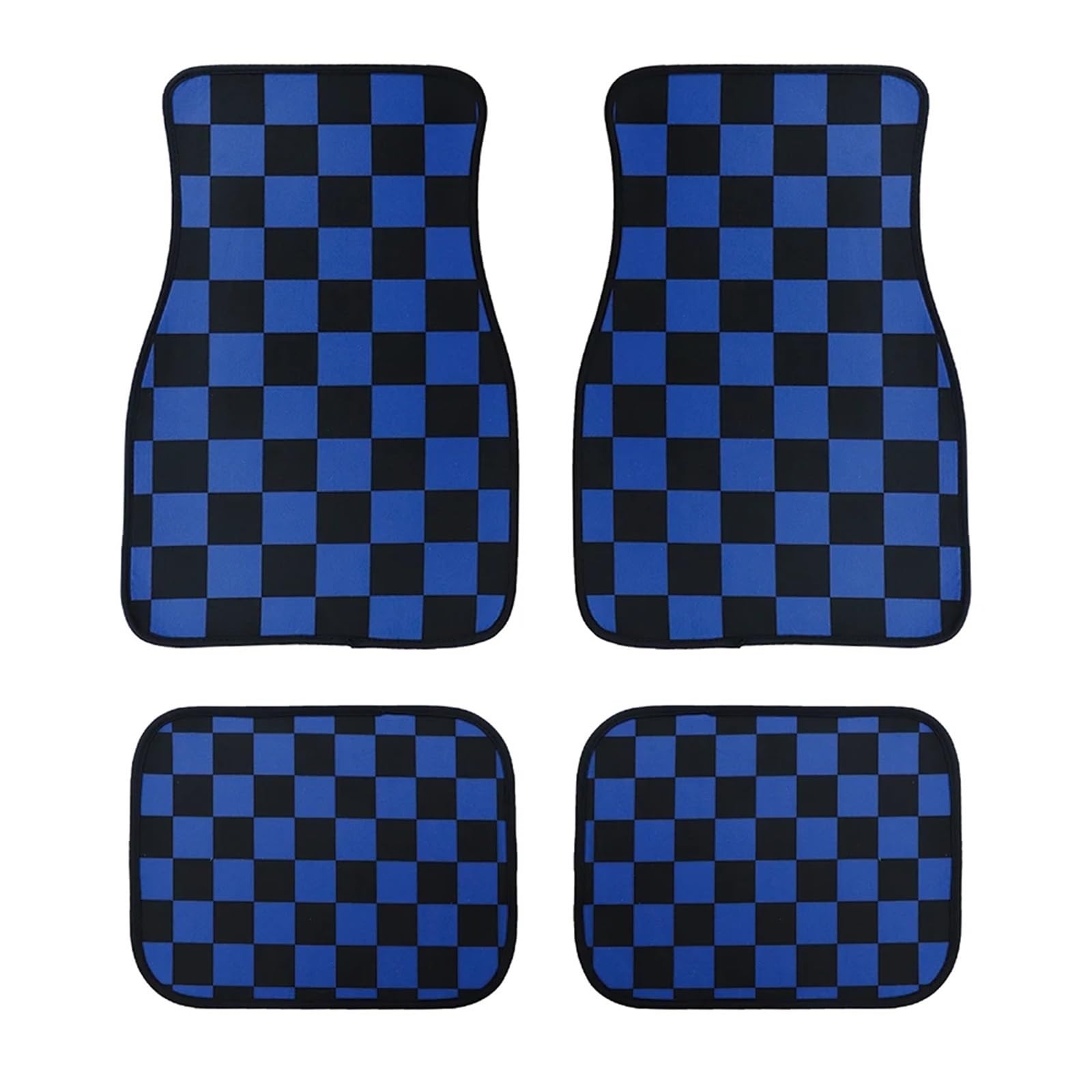 Gummimatten Auto Universal Checkered Auto Boden Matte Zubehör Klassische Teppich Boden Fuß Pad 4PCS Matten Autofußmatten-Set(Blue) von EGUIAS