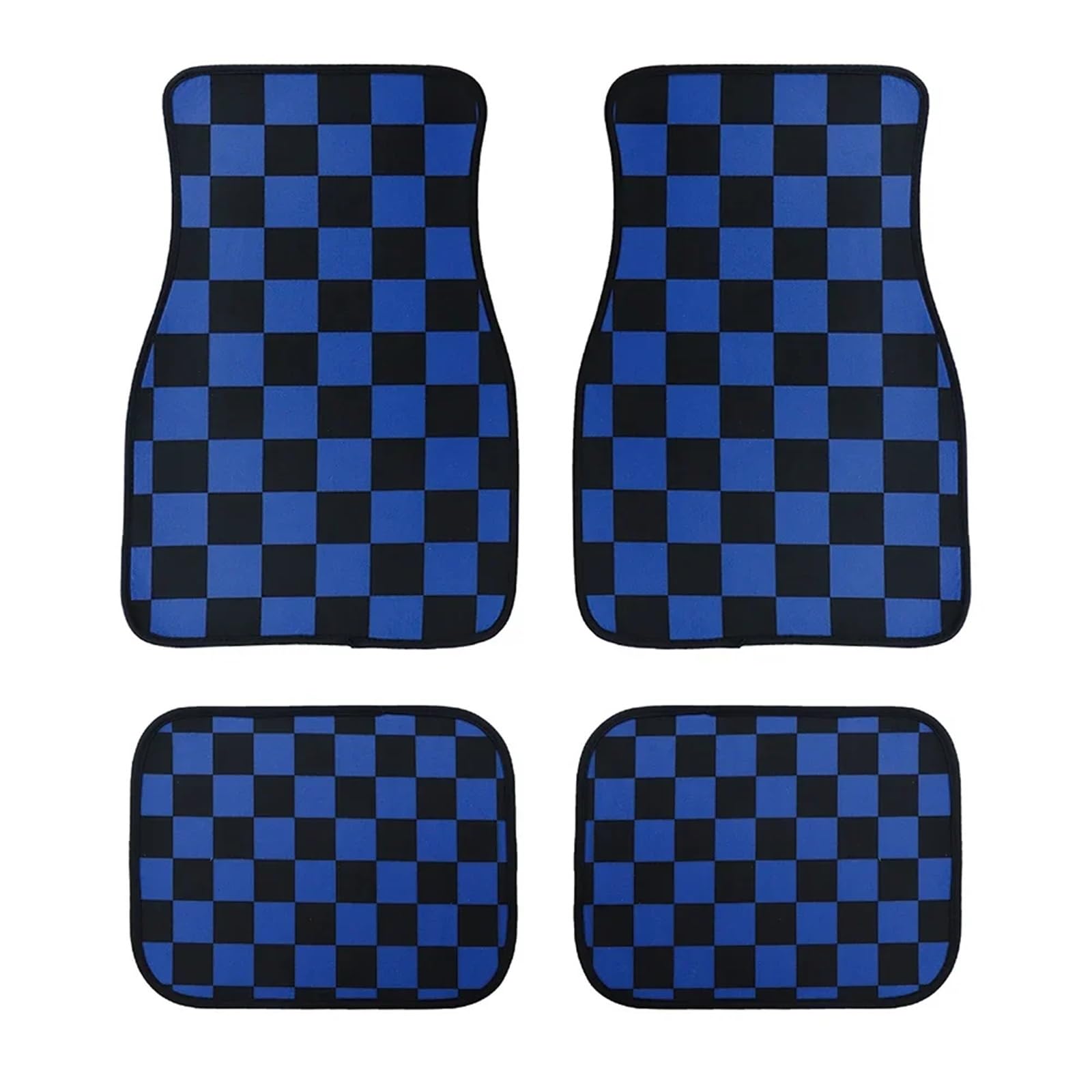 Gummimatten Auto Universal Checkered Auto Boden Matte Zubehör Klassische Teppich Boden Fuß Pad 4PCS Matten Autofußmatten-Set(Blue) von EGUIAS