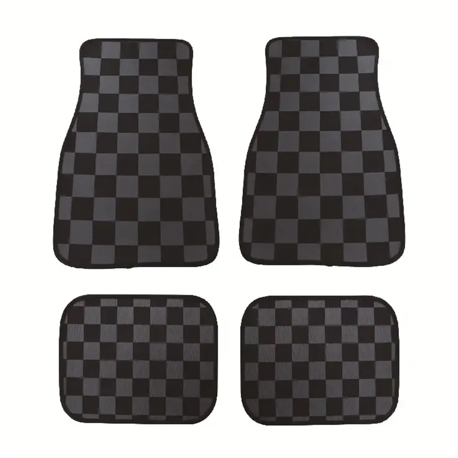 Gummimatten Auto Universal Checkered Auto Boden Matte Zubehör Klassische Teppich Boden Fuß Pad 4PCS Matten Autofußmatten-Set(Gray) von EGUIAS