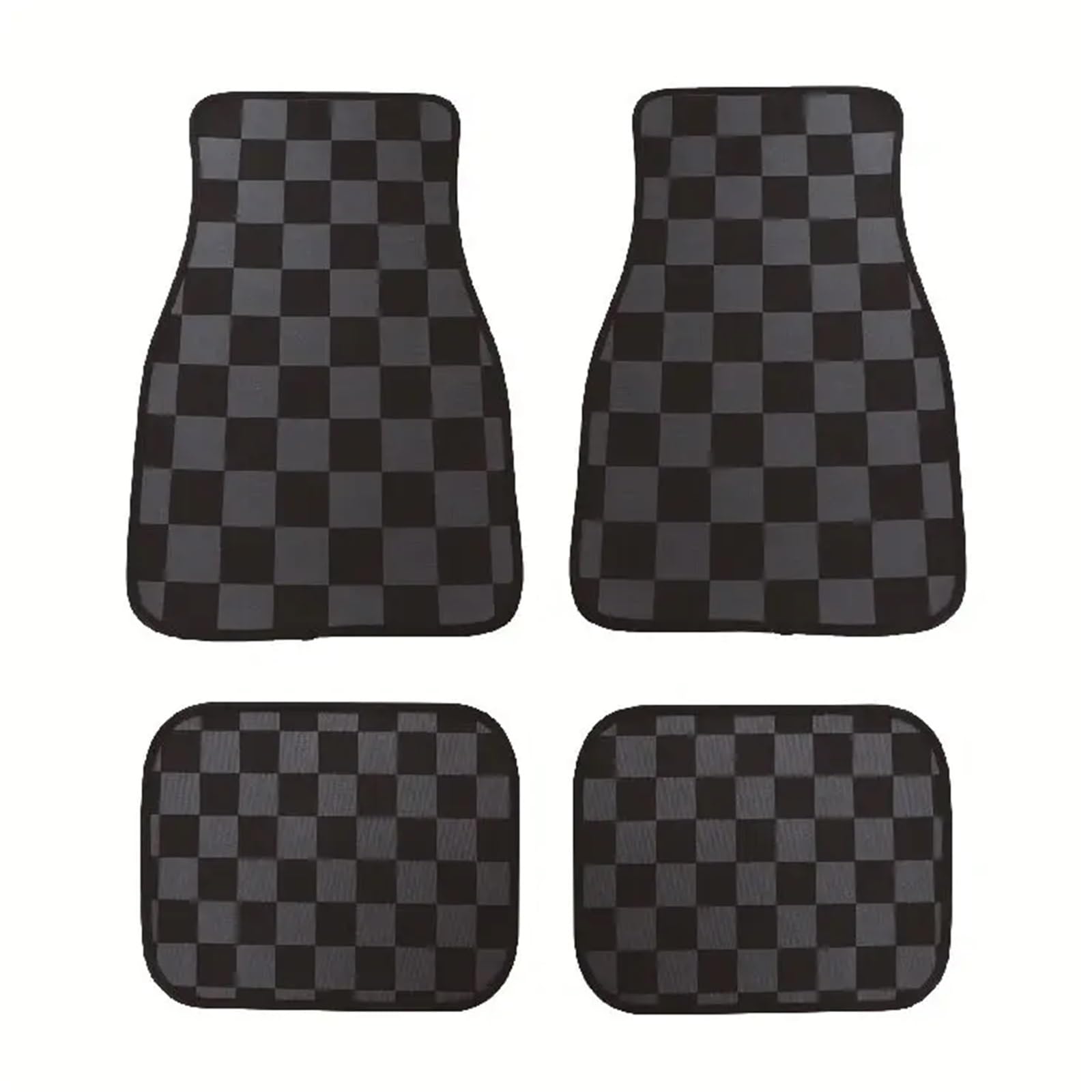 Gummimatten Auto Universal Checkered Auto Boden Matte Zubehör Klassische Teppich Boden Fuß Pad 4PCS Matten Autofußmatten-Set(Gray) von EGUIAS