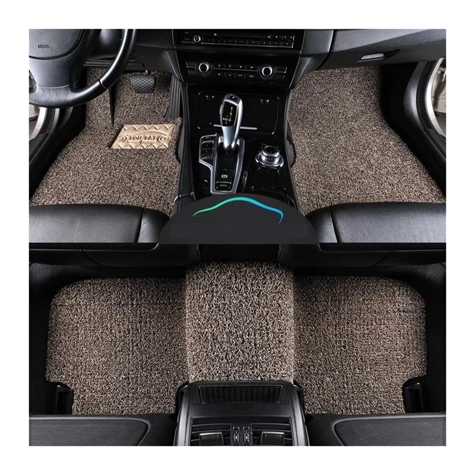 Gummimatten Auto Universelle Auto-Fußmatte, leicht zu reinigen, Fahrzeugmatte, Boden-Pedalmatte, kann Frostschutzmittel schneiden, Auto-Bodenmatte Autofußmatten-Set(Beige Brown 21mm Thick) von EGUIAS