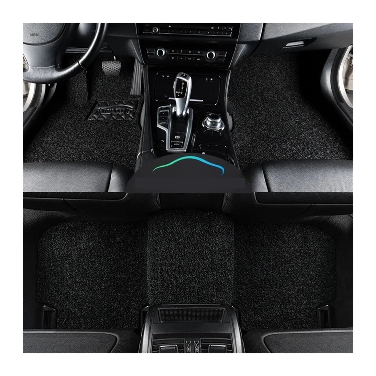 Gummimatten Auto Universelle Auto-Fußmatte, leicht zu reinigen, Fahrzeugmatte, Boden-Pedalmatte, kann Frostschutzmittel schneiden, Auto-Bodenmatte Autofußmatten-Set(Black 15mm Thick) von EGUIAS