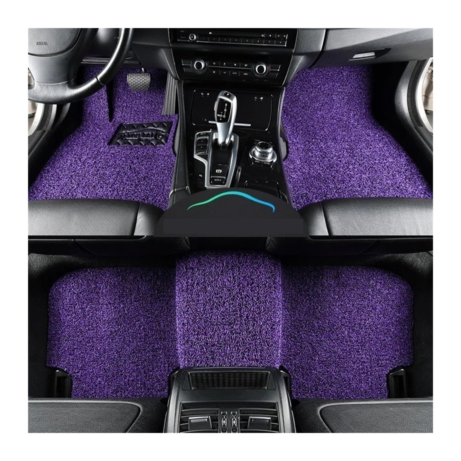 Gummimatten Auto Universelle Auto-Fußmatte, leicht zu reinigen, Fahrzeugmatte, Boden-Pedalmatte, kann Frostschutzmittel schneiden, Auto-Bodenmatte Autofußmatten-Set(Black Purple 15mm Thick) von EGUIAS