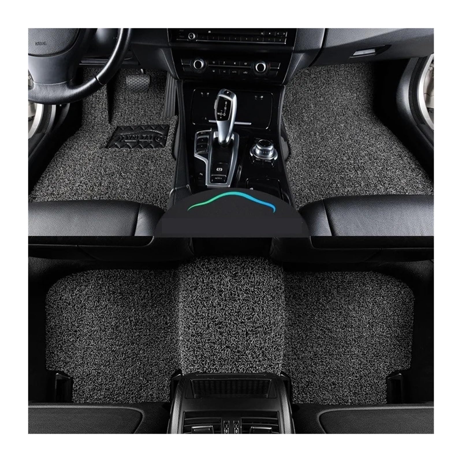 Gummimatten Auto Universelle Auto-Fußmatte, leicht zu reinigen, Fahrzeugmatte, Boden-Pedalmatte, kann Frostschutzmittel schneiden, Auto-Bodenmatte Autofußmatten-Set(Black and Gray 15mm Thick) von EGUIAS