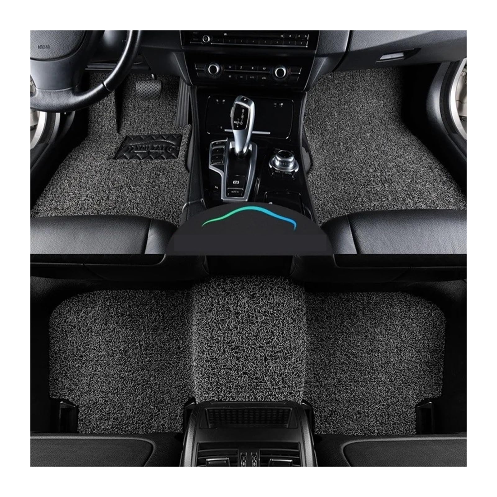 Gummimatten Auto Universelle Auto-Fußmatte, leicht zu reinigen, Fahrzeugmatte, Boden-Pedalmatte, kann Frostschutzmittel schneiden, Auto-Bodenmatte Autofußmatten-Set(Black and Gray 21mm Thick) von EGUIAS