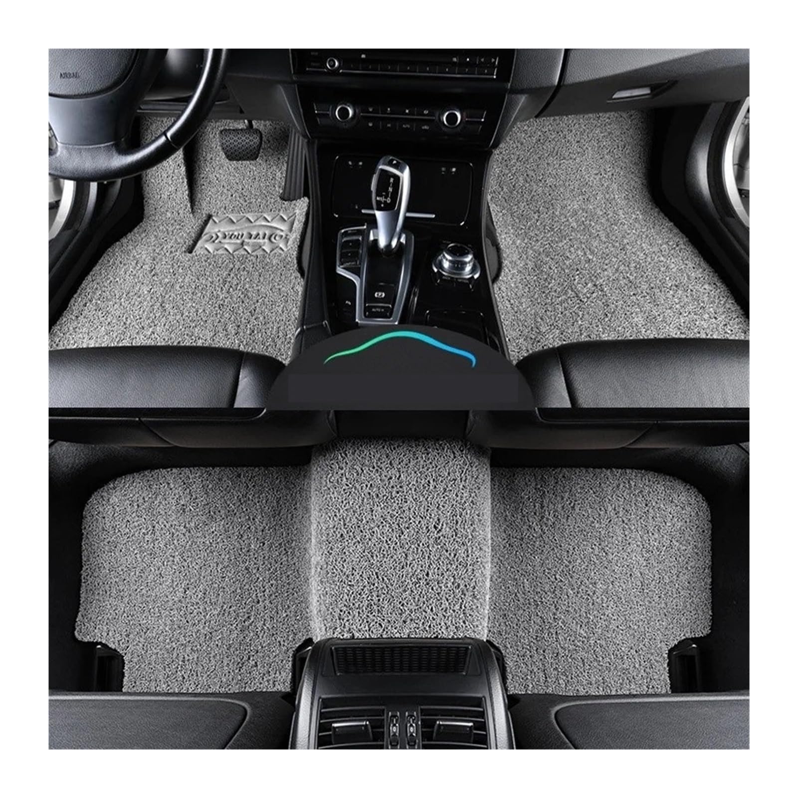 Gummimatten Auto Universelle Auto-Fußmatte, leicht zu reinigen, Fahrzeugmatte, Boden-Pedalmatte, kann Frostschutzmittel schneiden, Auto-Bodenmatte Autofußmatten-Set(Gray 21mm Thick) von EGUIAS