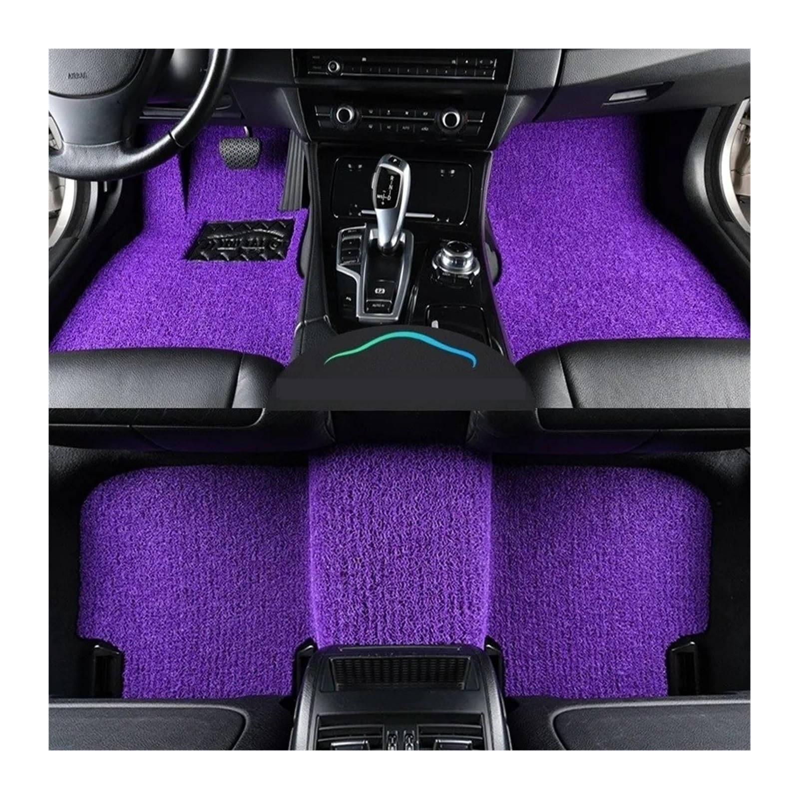Gummimatten Auto Universelle Auto-Fußmatte, leicht zu reinigen, Fahrzeugmatte, Boden-Pedalmatte, kann Frostschutzmittel schneiden, Auto-Bodenmatte Autofußmatten-Set(Purple 15mm Thick) von EGUIAS