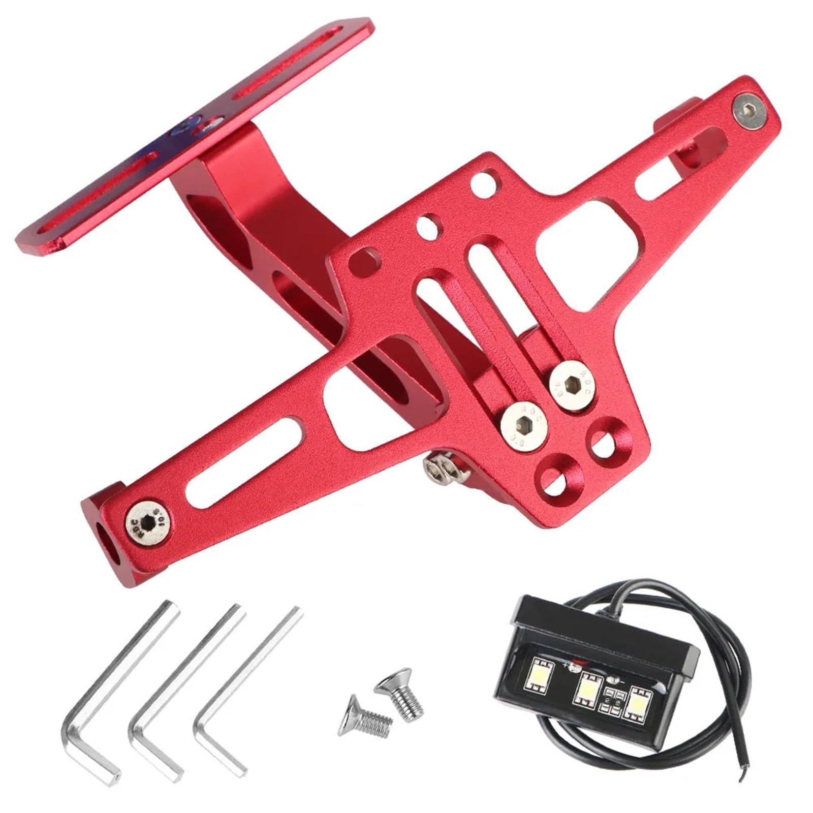 Kennzeichenhalter Aluminium-Fender-Eliminator-Kits. Universelle Kennzeichenhalterung für Motorräder mit LED-Licht und Blinkerhalter hinten.(Red) von EGUIAS