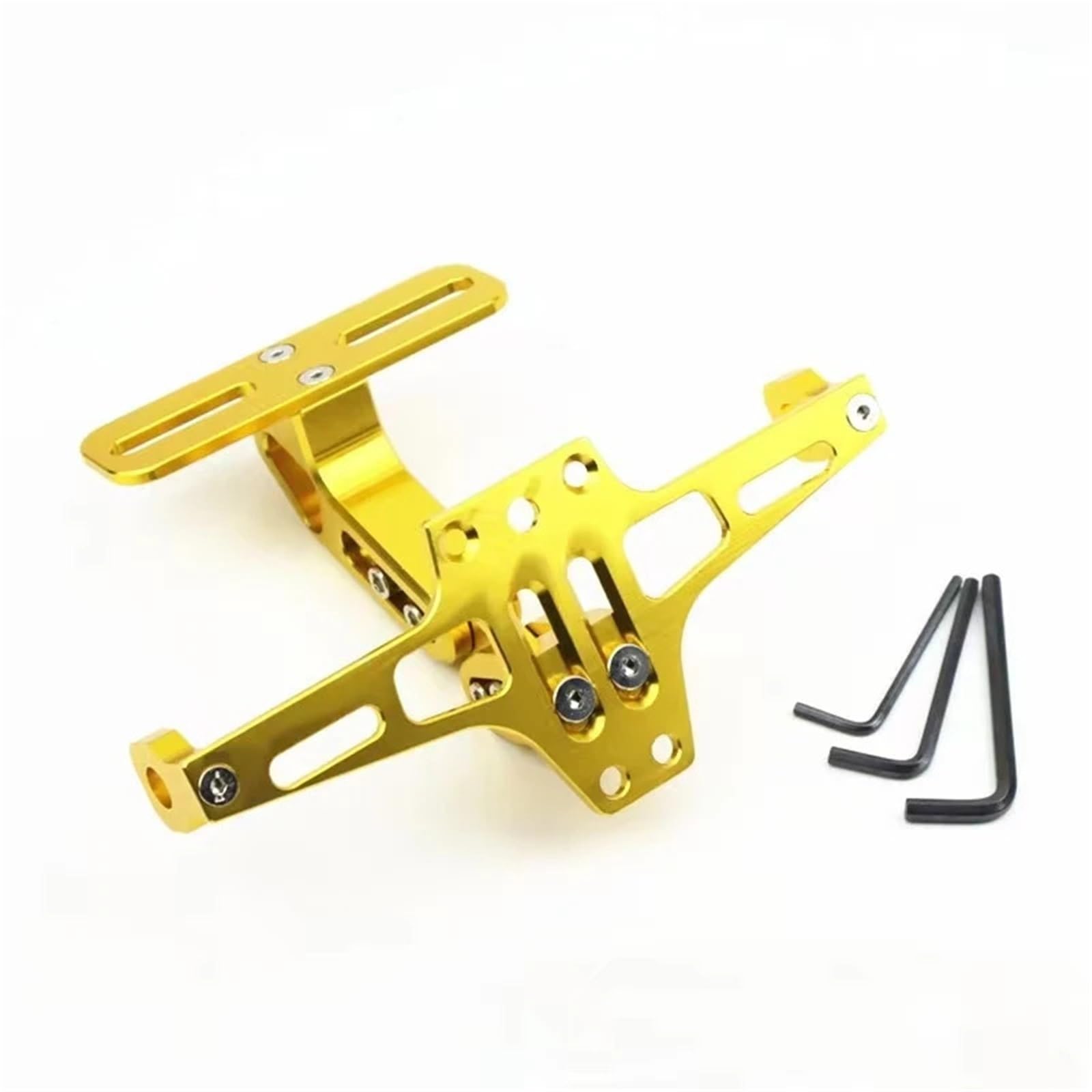 Kennzeichenhalter Einstellbare Motorrad-Kennzeichenhalterung Hinten Blinker Lampenhalter CNC Aluminium Fender Eliminator Kits(Golden) von EGUIAS