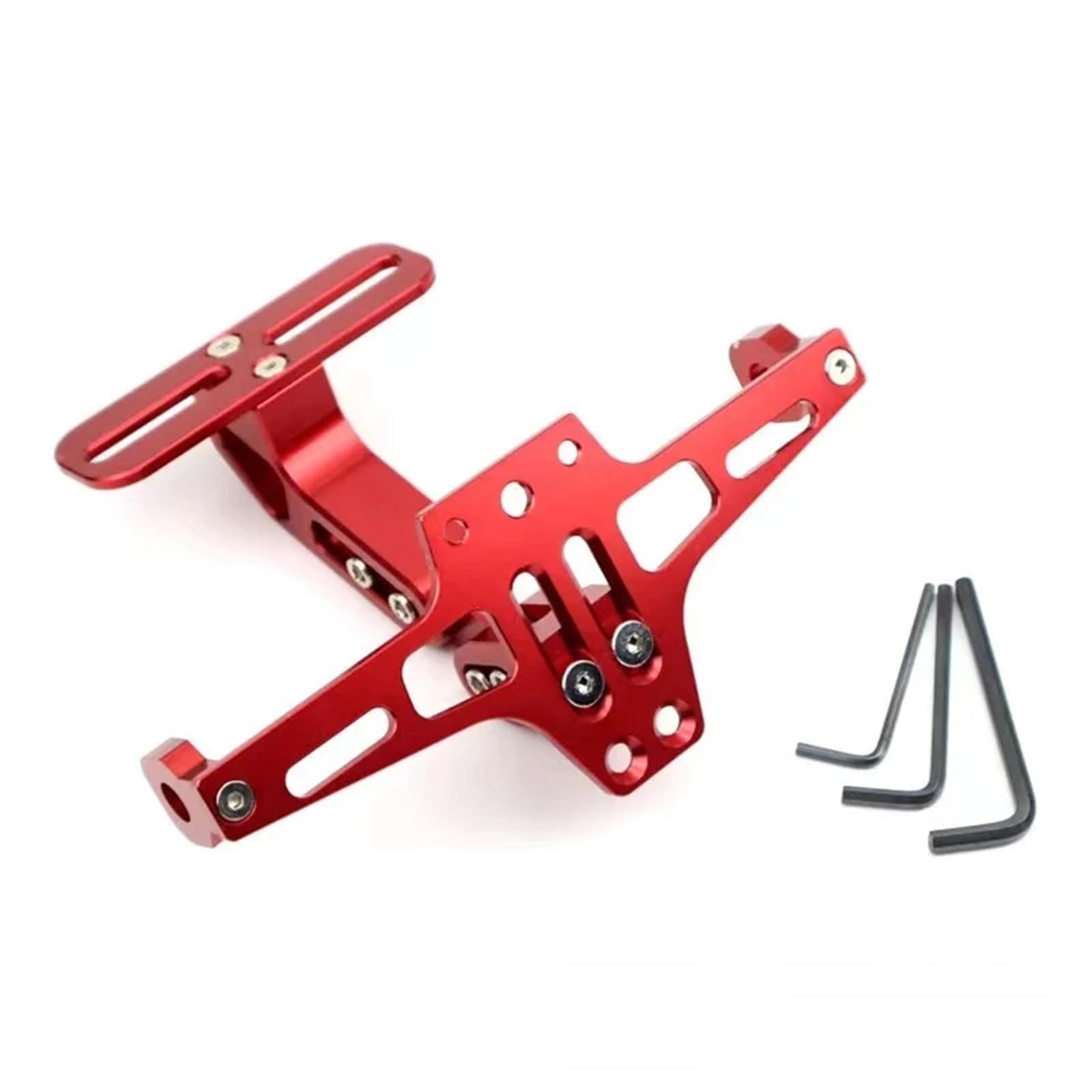 Kennzeichenhalter Einstellbare Motorrad-Kennzeichenhalterung Hinten Blinker Lampenhalter CNC Aluminium Fender Eliminator Kits(Red) von EGUIAS