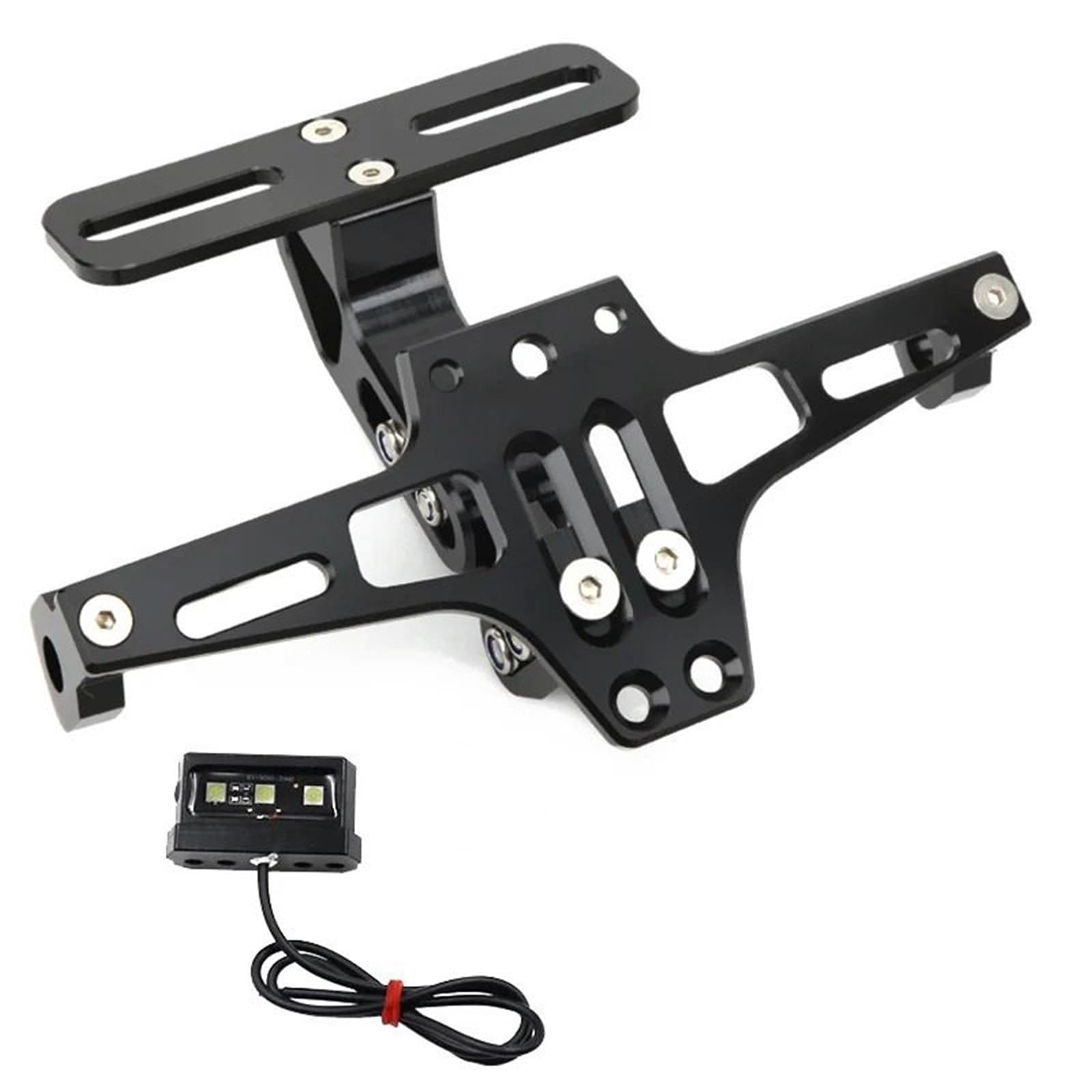 Kennzeichenhalter Fit Für Honda Forza 125 250 300 350 750 Motorrad Einstellbare Hinten Kennzeichen Halter Halterung LED Licht(Black) von EGUIAS