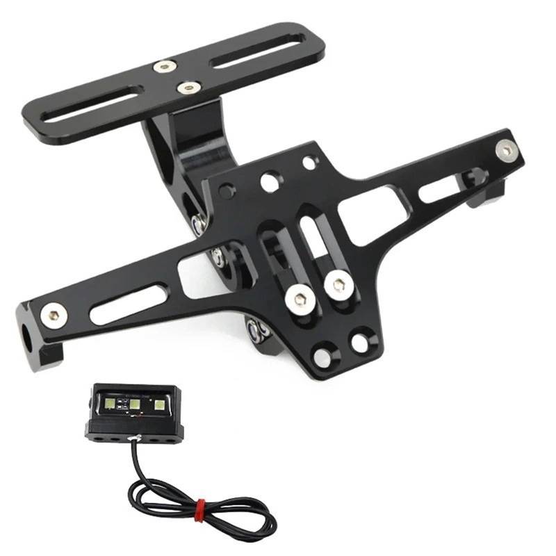 Kennzeichenhalter Fit Für Honda Forza 125 250 300 350 750 Motorrad Einstellbare Hinten Kennzeichen Halter Halterung LED Licht(Black) von EGUIAS