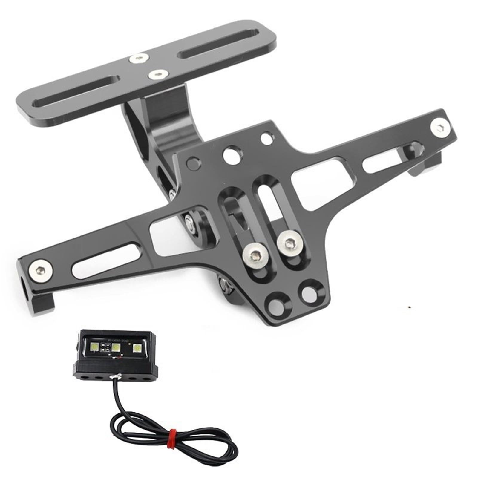 Kennzeichenhalter Fit Für Honda Forza 125 250 300 350 750 Motorrad Einstellbare Hinten Kennzeichen Halter Halterung LED Licht(Titanium) von EGUIAS