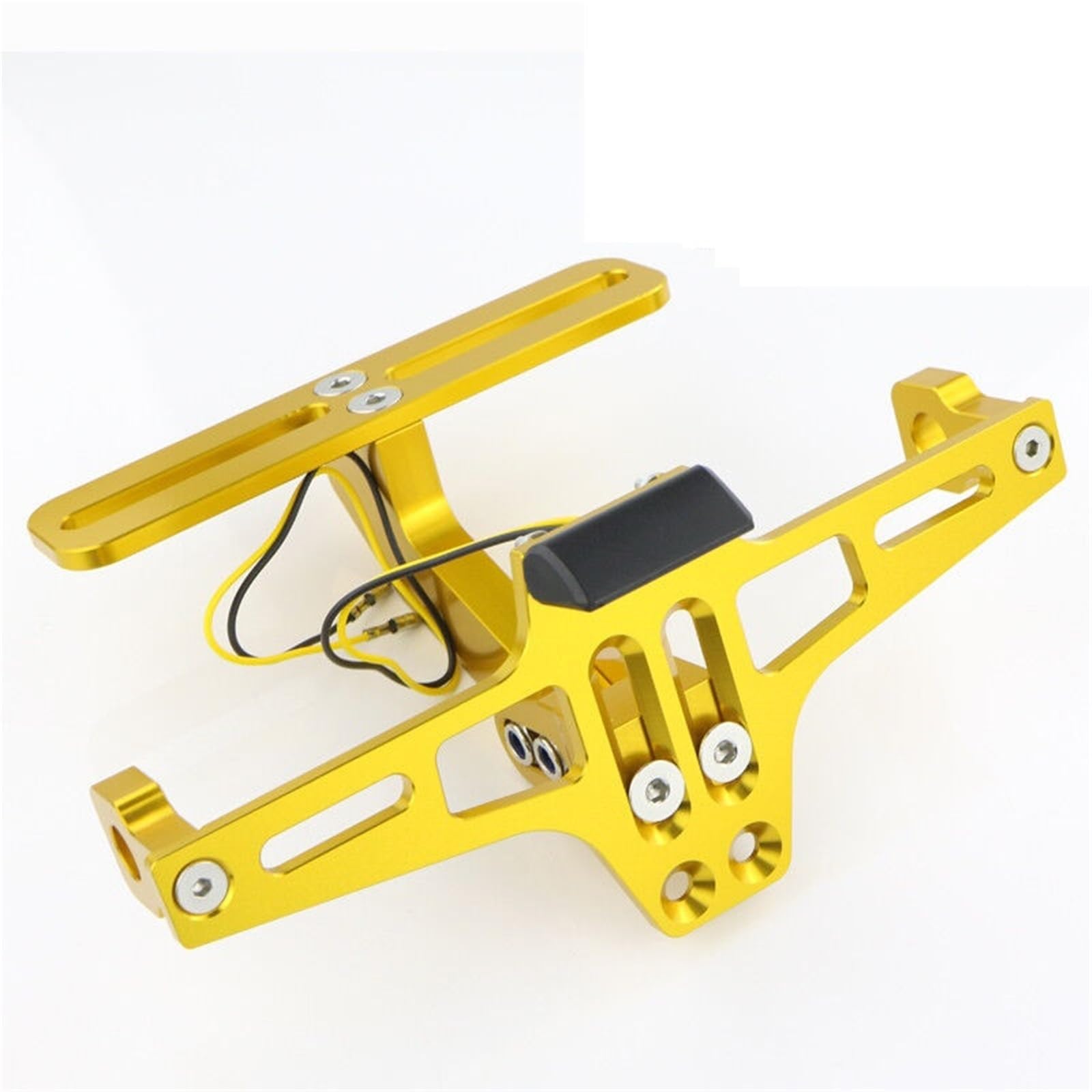 Kennzeichenhalter Fit Für Yamaha XJ6 XJ6F XJ6N Diversion 2009-2014 Motorrad Einstellbare Hinten Kennzeichen Halter Halterung LED Licht(Gold) von EGUIAS