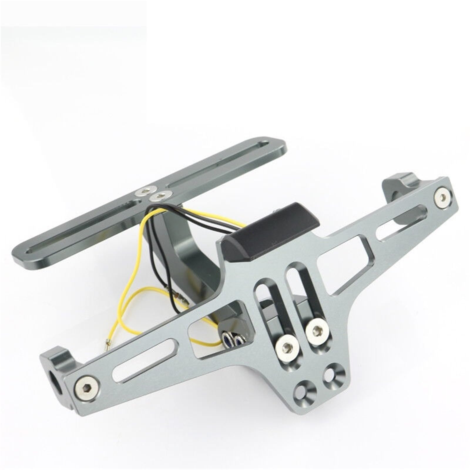 Kennzeichenhalter Fit Für Yamaha XJ6 XJ6F XJ6N Diversion 2009-2014 Motorrad Einstellbare Hinten Kennzeichen Halter Halterung LED Licht(Titanium) von EGUIAS
