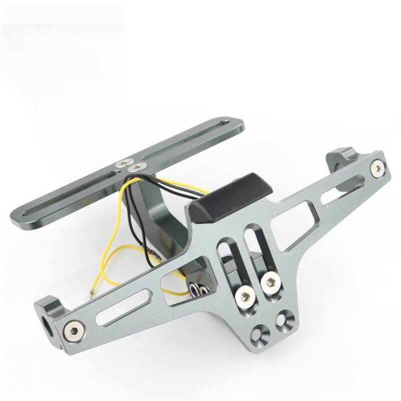 Kennzeichenhalter Fit Für Yamaha XJ6 XJ6F XJ6N Diversion 2009-2014 Motorrad Einstellbare Hinten Kennzeichen Halter Halterung LED Licht(Titanium) von EGUIAS