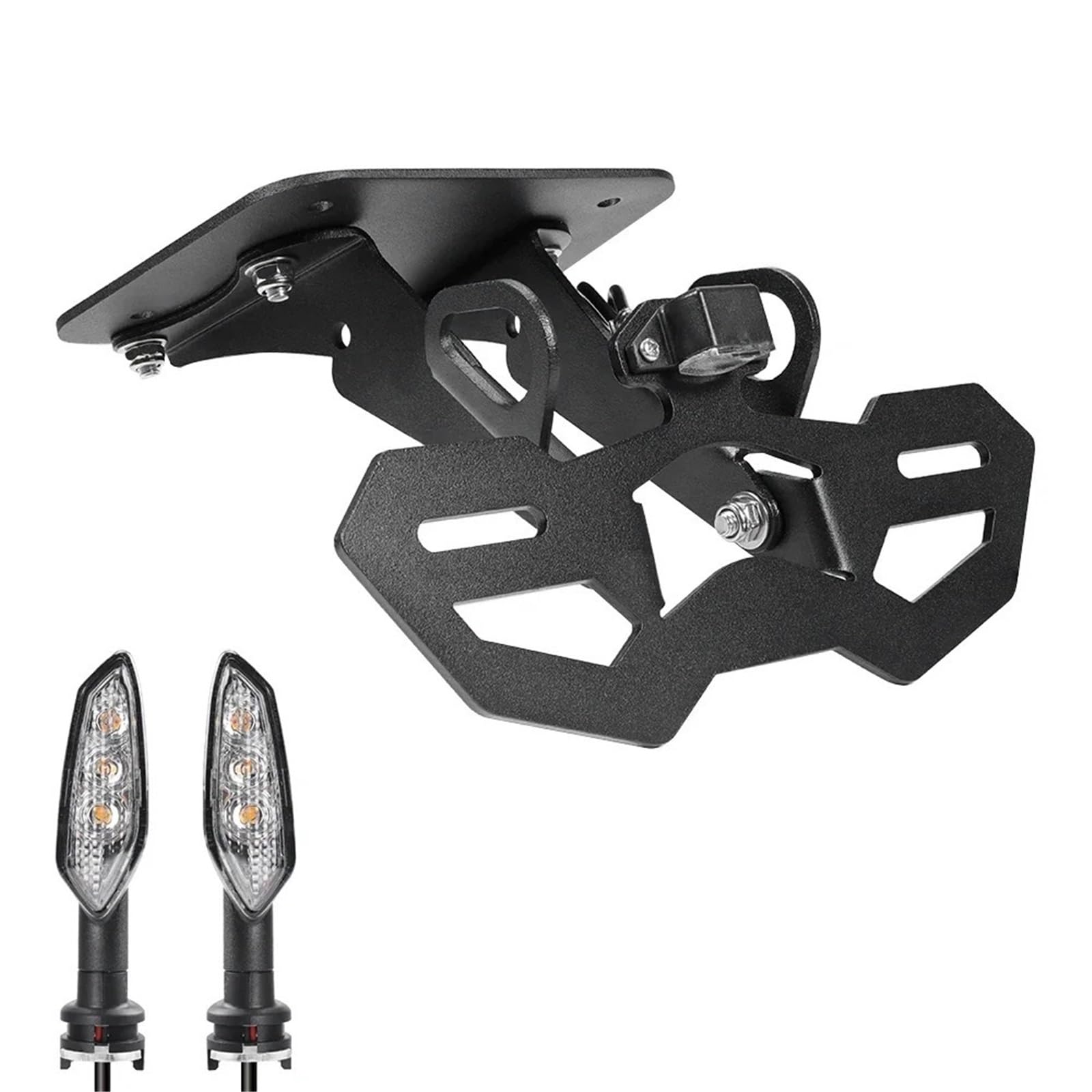 Kennzeichenhalter Kennzeichenhalter passend für Yamaha MT03 MT25 YZF R3 R25 2015-2024 Motorradhalterung LED-Licht Fender Eliminator(Holder and Light A) von EGUIAS