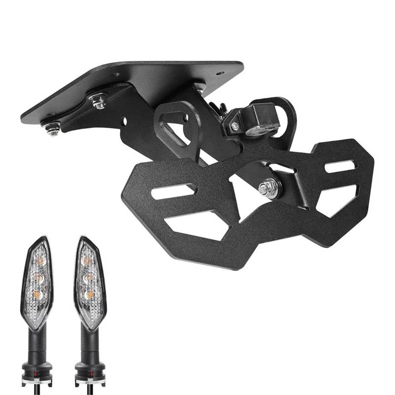 Kennzeichenhalter Kennzeichenhalter passend für Yamaha MT03 MT25 YZF R3 R25 2015-2024 Motorradhalterung LED-Licht Fender Eliminator(Holder and Light A) von EGUIAS