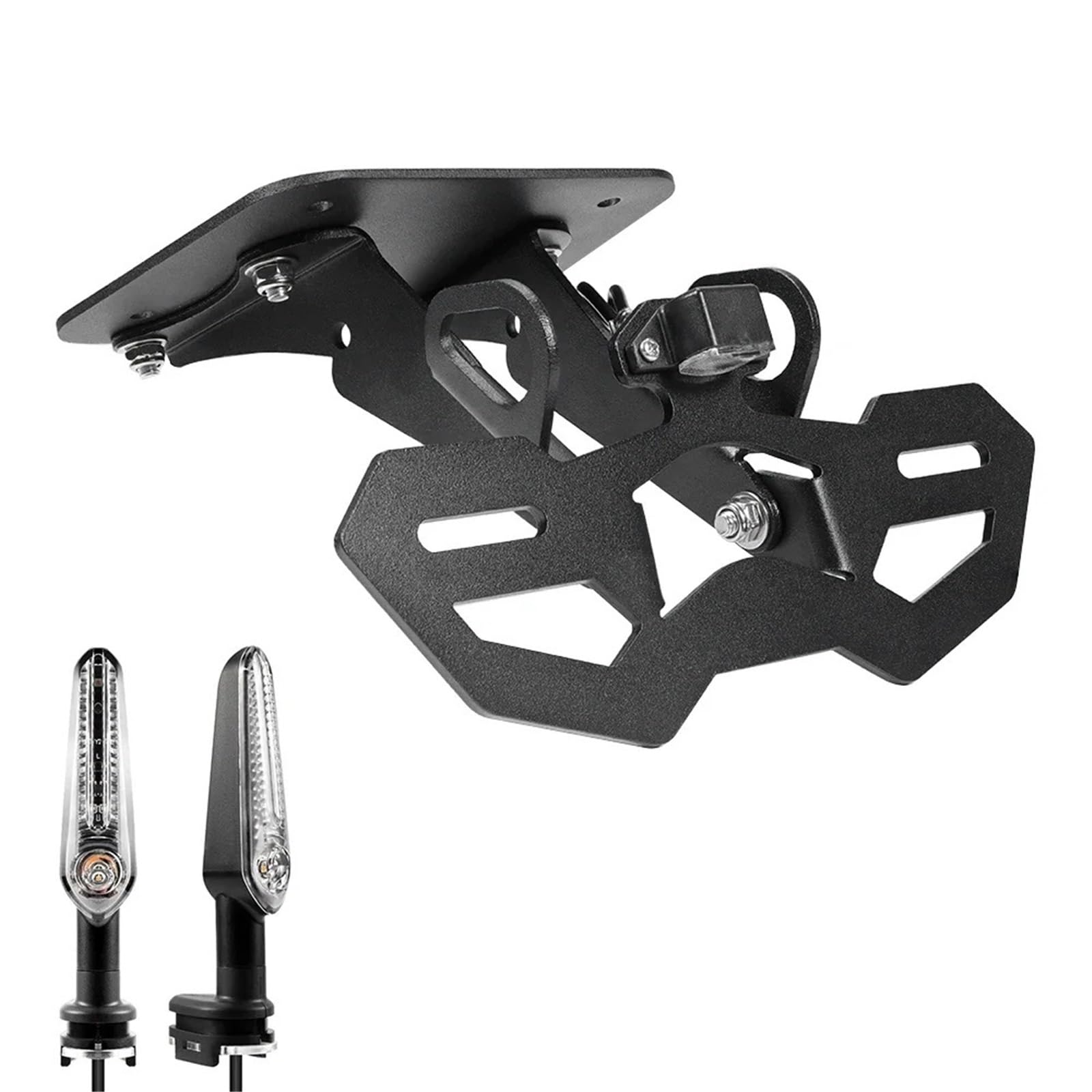 Kennzeichenhalter Kennzeichenhalter passend für Yamaha MT03 MT25 YZF R3 R25 2015-2024 Motorradhalterung LED-Licht Fender Eliminator(Holder and Light B) von EGUIAS