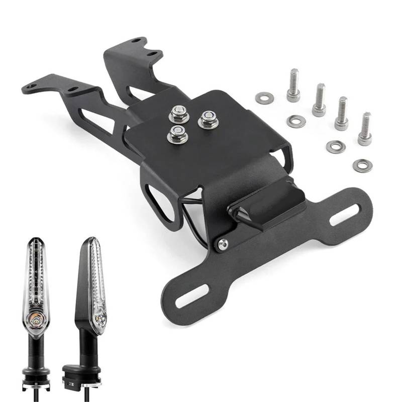 Kennzeichenhalter Kennzeichenhalter passend für Yamaha MT09 Tracer 900/9/GT 7GT 700/GT FJ-09 2015-2024, Motorrad-Heckfender mit LED-Licht.(Light and Holder BK) von EGUIAS