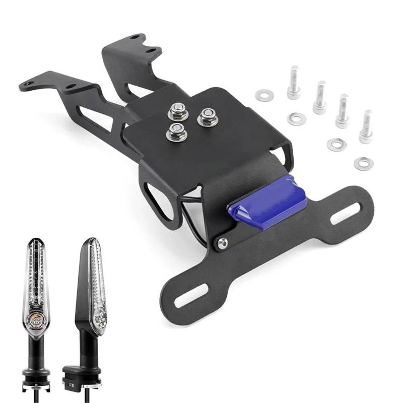 Kennzeichenhalter Kennzeichenhalter passend für Yamaha MT09 Tracer 900/9/GT 7GT 700/GT FJ-09 2015-2024, Motorrad-Heckfender mit LED-Licht.(Light and Holder BU) von EGUIAS