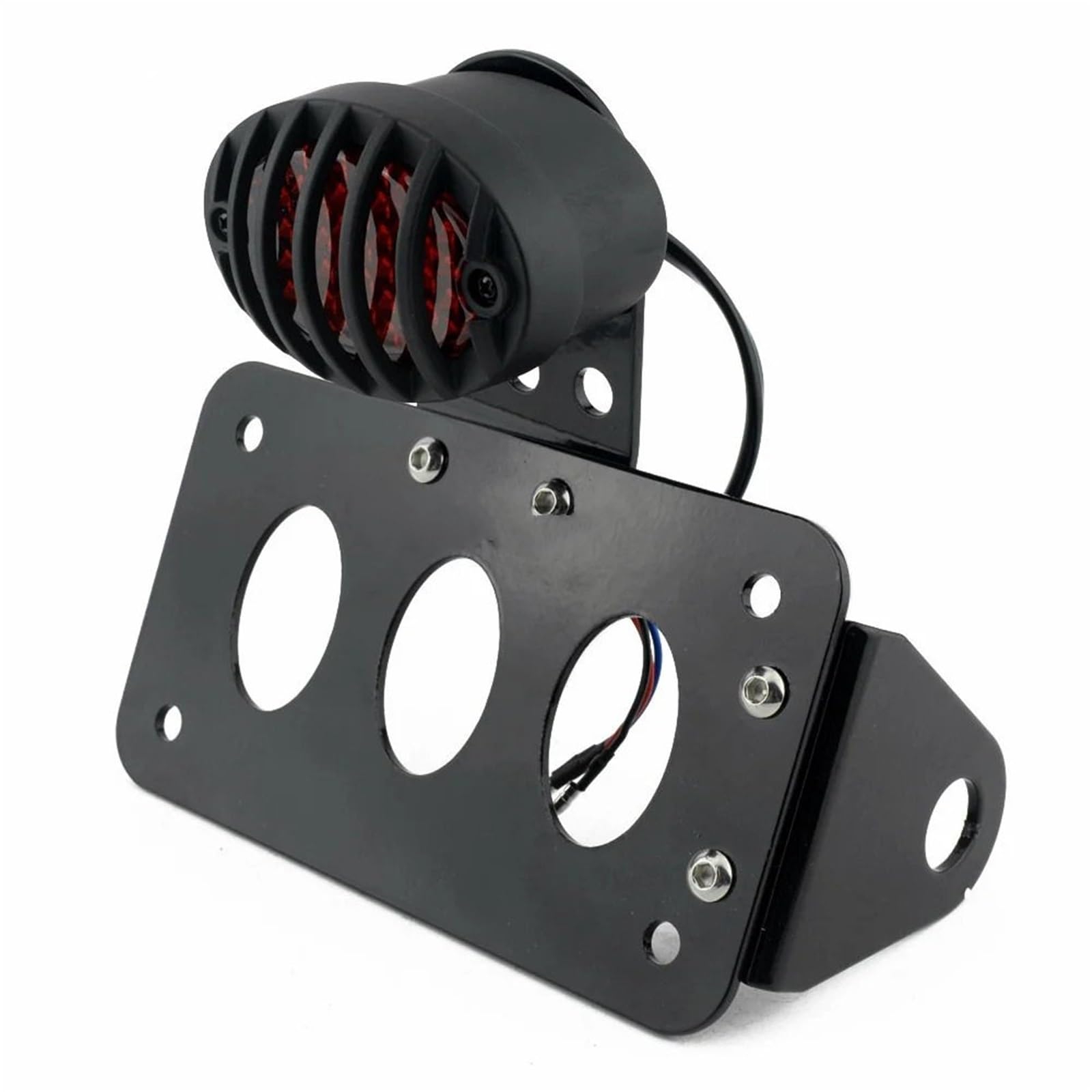 Kennzeichenhalter Motorrad Aluminium Seitenmontage Kennzeichenhalter Kennzeichenhalterung LED-Licht Rot Hinten Stopp Schwanz Fit Für Harley Bobber(Type 1) von EGUIAS