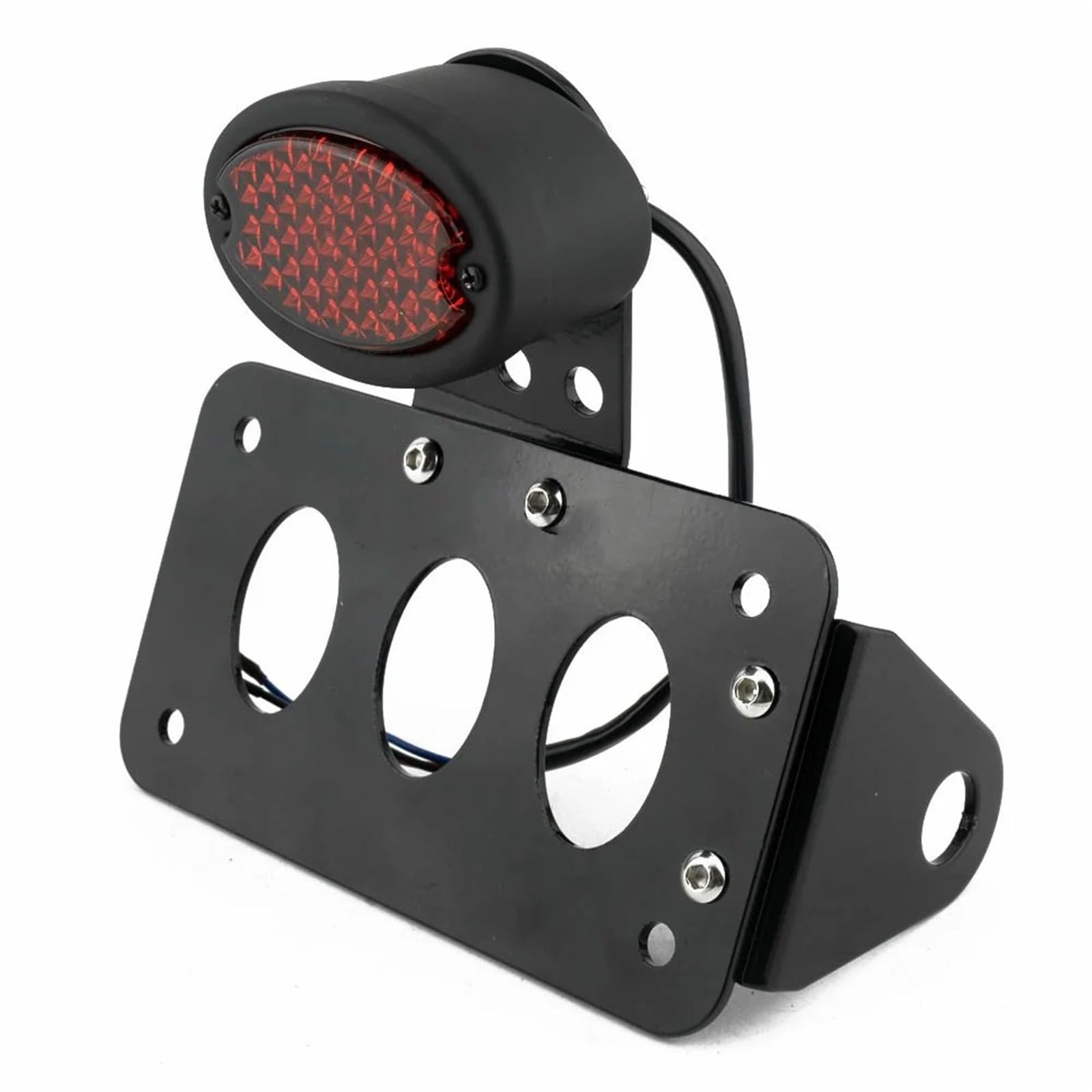 Kennzeichenhalter Motorrad Aluminium Seitenmontage Kennzeichenhalter Kennzeichenhalterung LED-Licht Rot Hinten Stopp Schwanz Fit Für Harley Bobber(Type 2) von EGUIAS