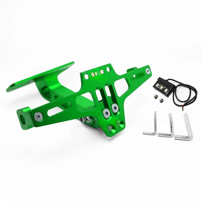 Kennzeichenhalter Motorrad-Kennzeichenhalter hinten, Blinker, passend für Honda, passend für Suzuki, passend für Kawasaki MT07 MT09 MT10(Green with Light) von EGUIAS