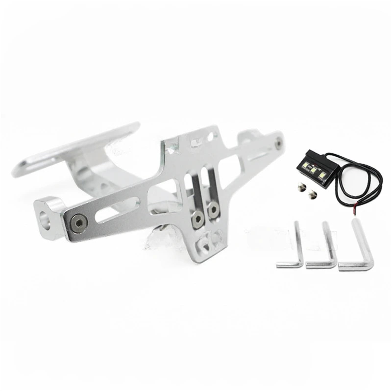 Kennzeichenhalter Motorrad-Kennzeichenhalter hinten, Blinker, passend für Honda, passend für Suzuki, passend für Kawasaki MT07 MT09 MT10(Silver with Light) von EGUIAS
