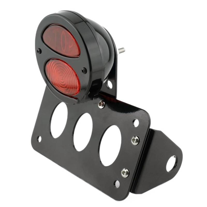 Kennzeichenhalter Motorrad Schwarz/Chrom Seitenmontage Rücklicht Kennzeichenhalter Passt Für Harley Sportster S Bobber Chopper(Black) von EGUIAS