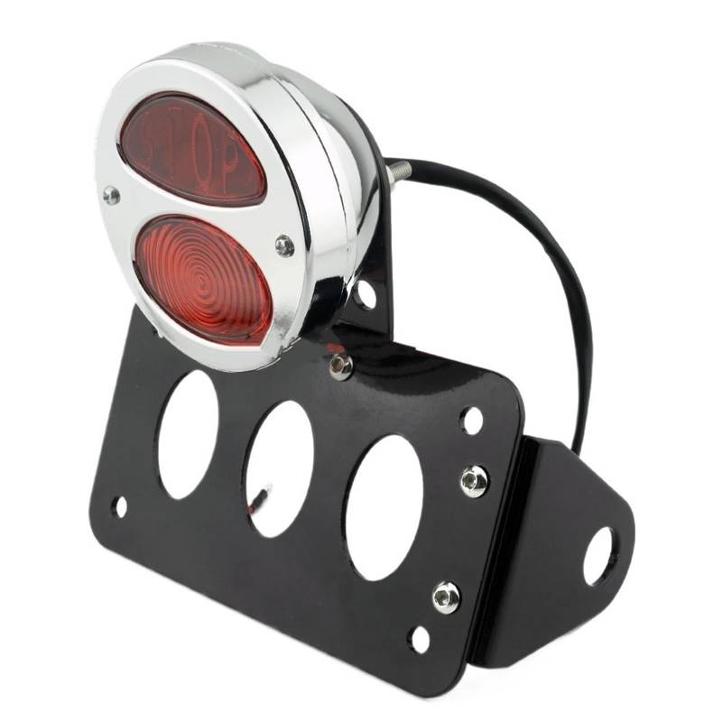 Kennzeichenhalter Motorrad Schwarz/Chrom Seitenmontage Rücklicht Kennzeichenhalter Passt Für Harley Sportster S Bobber Chopper(Chrome) von EGUIAS