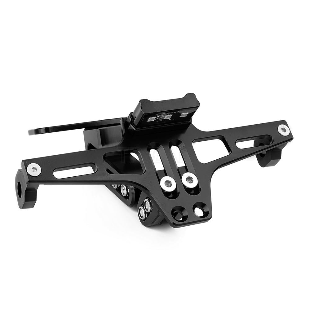 Kennzeichenhalter Passend für KTM Duke 125 200 390 790 990 1190 Motorrad Einstellbare Heckklappe Kennzeichenhalter Halterung LED-Licht(Black) von EGUIAS