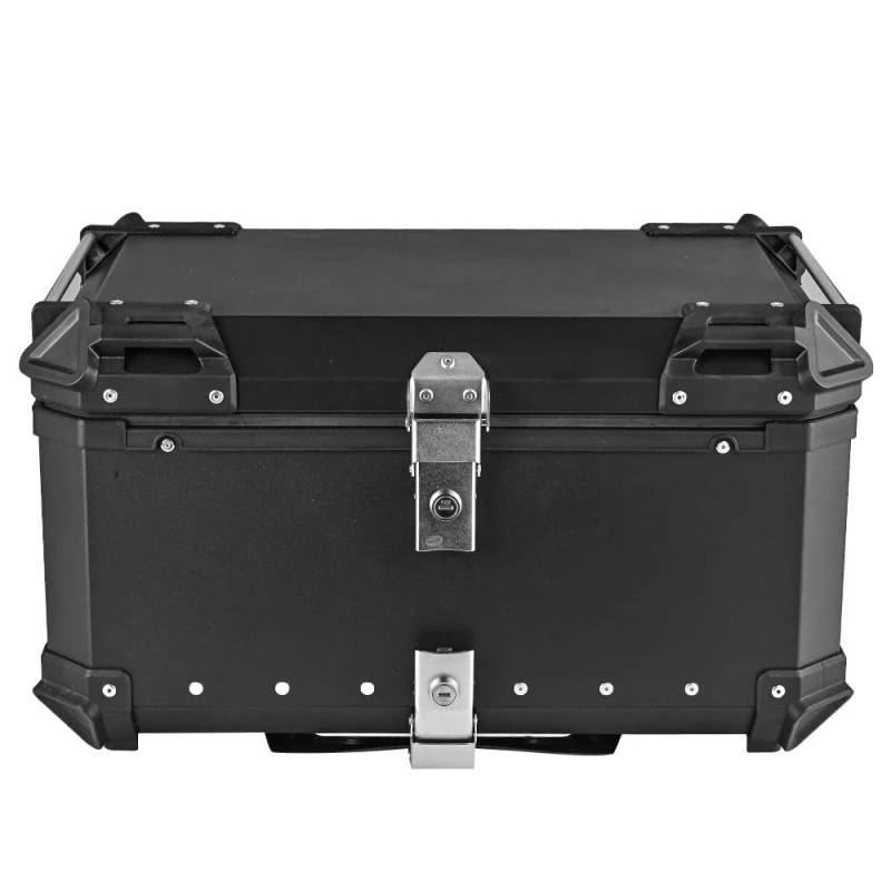 hintere Gepäckträgerhalter 65L Universal Motorrad Aluminiumlegierung Heckkoffer Gepäckkoffer Wasserdicht Heckbox 2 Schlüssel(Black 65L) von EGUIAS