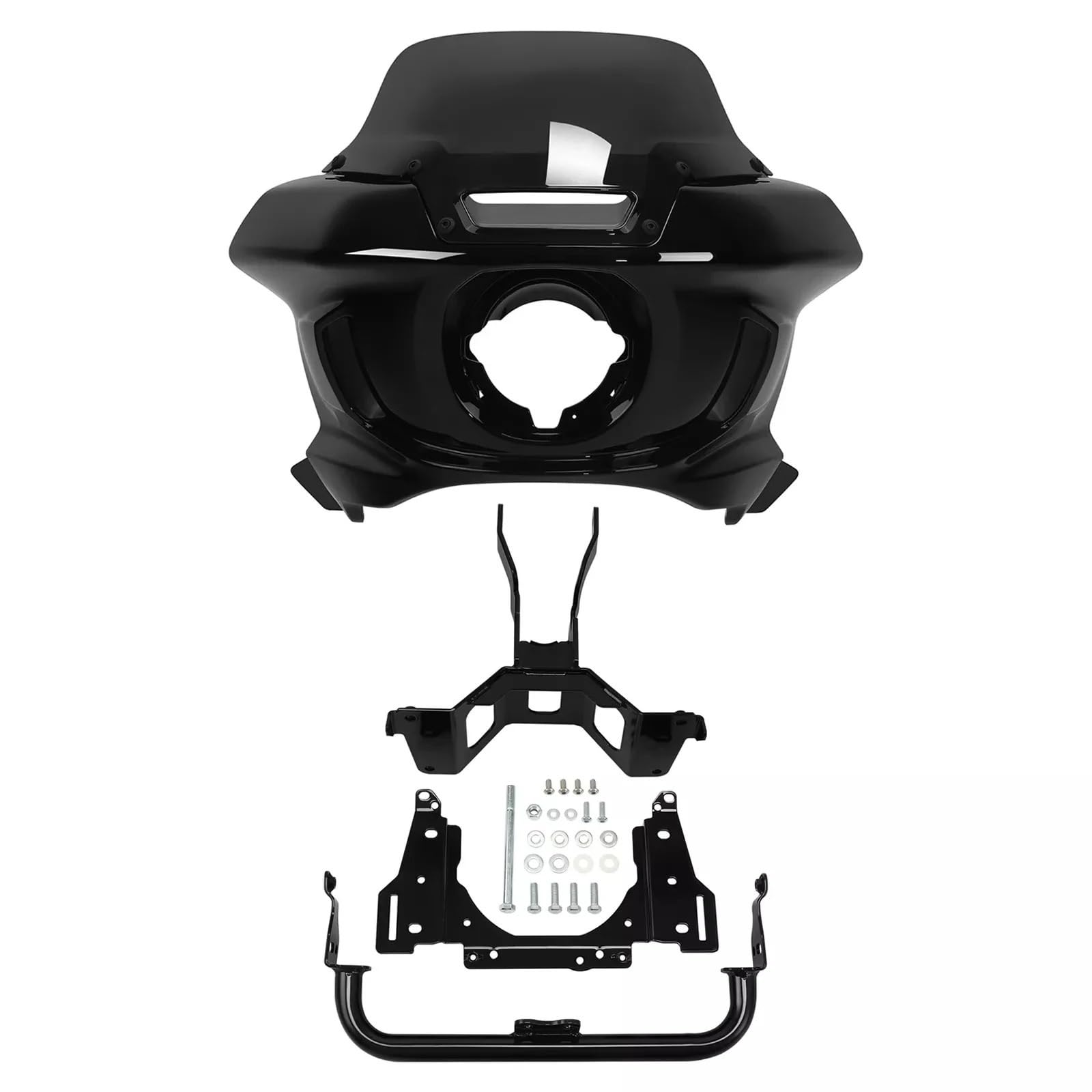 Scheinwerferverkleidungen Windschutzscheibenhalterung Kompatibel mit Harley Softail Street Bob Low Rider 2018-2024 Motorrad(Black) von EGXKAOME