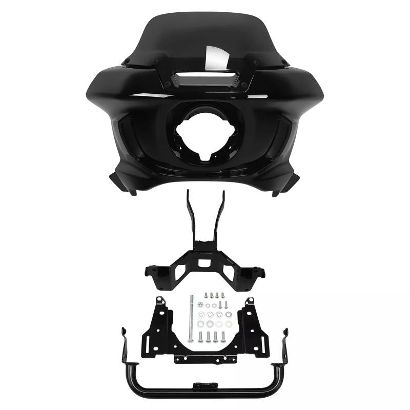 Scheinwerferverkleidungen Windschutzscheibenhalterung Kompatibel mit Harley Softail Street Bob Low Rider 2018-2024 Motorrad(Black) von EGXKAOME
