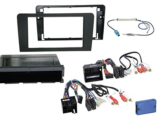 1 DIN Radio Einbauset mit Lenkradfernbedienung für Audi A3 (8P) Cabrio 01/2008-03/2013 schwarz von EHO