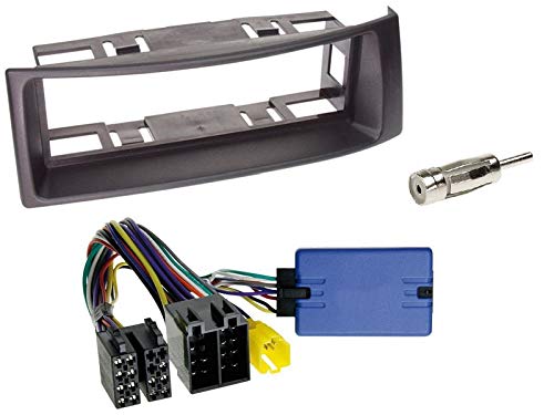 1 DIN Radio Einbauset mit Lenkradfernbedienung für Renault Megane 1 (BA/DA/LA/EA/KA) 2000-2003 schwarz ohne Display von EHO